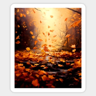 Fall / Autumn Leaves: My Favorite Time of the Year on a Dark Background Sticker